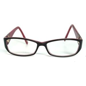 Rosella Ruby Eyeglasses Frames 53-15-135 Burgundy Floral Temple Detail 22294